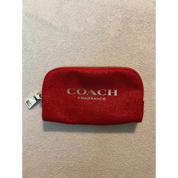 Coach Handbags - Coach Fragrance Red Glitter Cosmetic Pouch Makeup Bag Gold Zip Small New